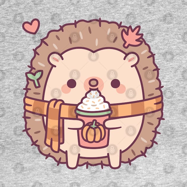 Cute Hedgehog Loves Pumpkin Spice Latte by rustydoodle